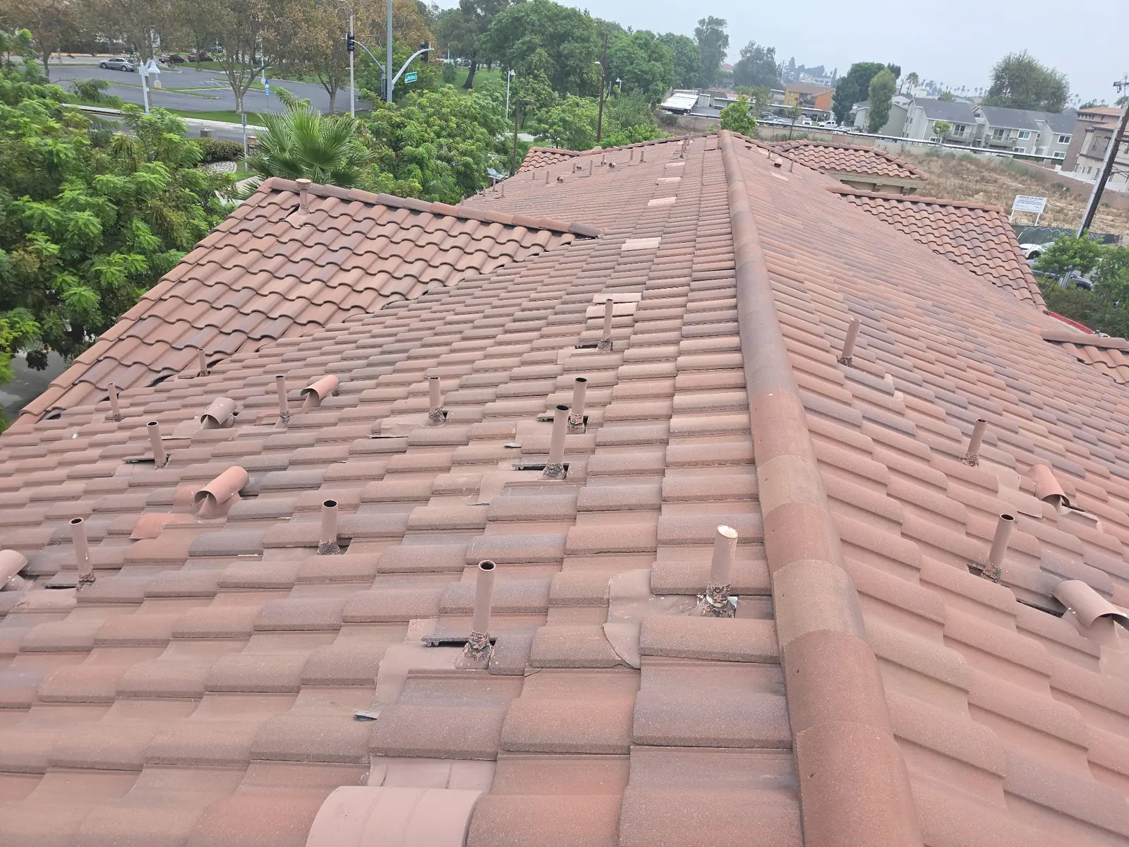 Roof penetrations reviewed during a rodent inspection at a 15-unit Inland Empire property